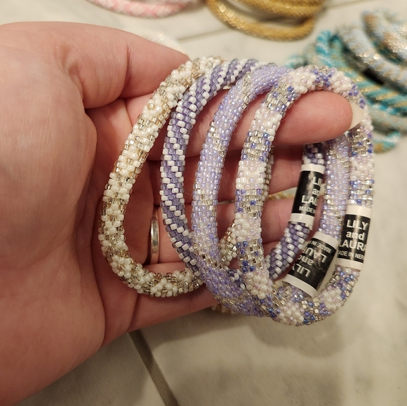 Lily and Laura Nepali Glass Crocheted Bracelets - Picture 4 of 13